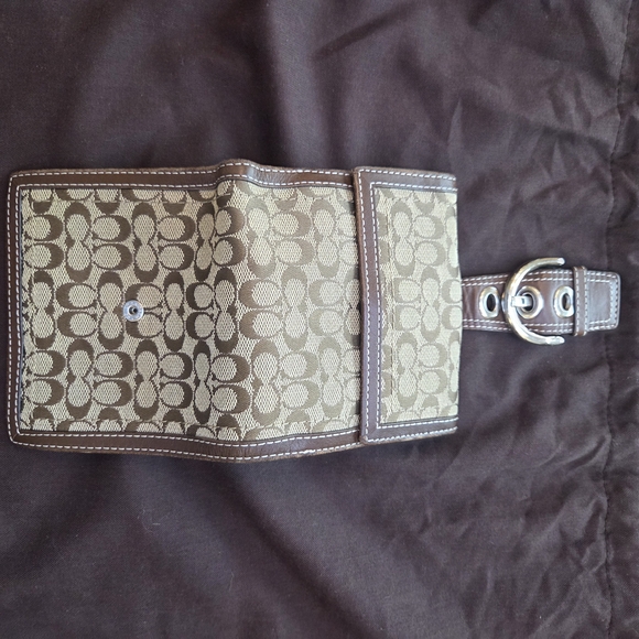 Coach Signature 15" Jacquard Hobo in Beige Brown + Matching Wallet - Picture 12 of 16